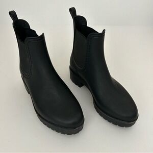Jeffrey Campbell Black Matte Cloudy Waterproof Rubber Chelsea Rain Boot 6
